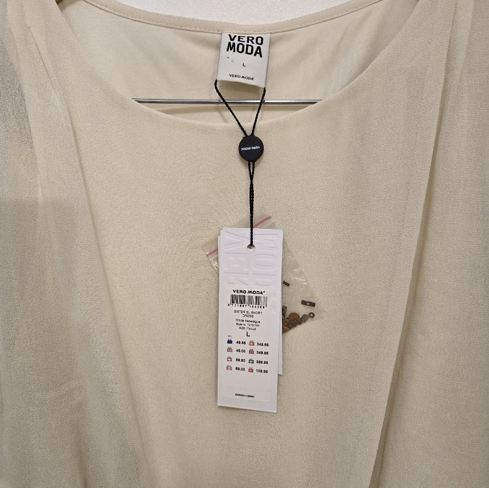 Vero Moda Sister Mini Dress Size Large White Asparagus - Picture 7 of 11